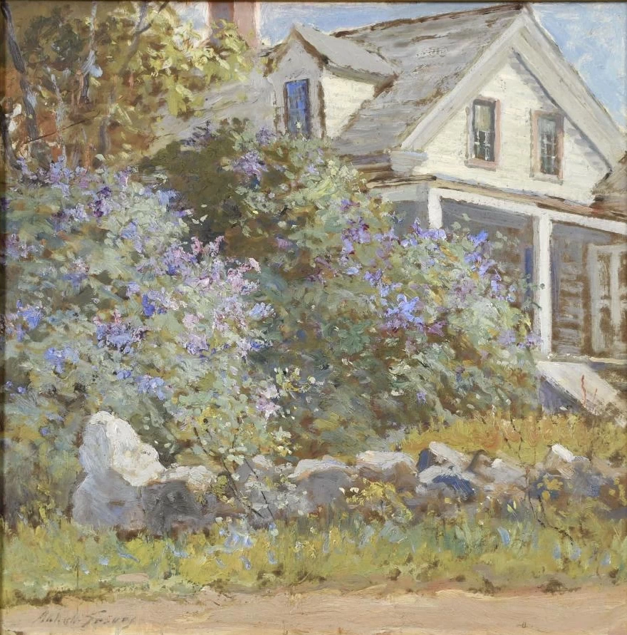 Abbott Fuller Graves-59-paesaggio impressionista di una casa del New England